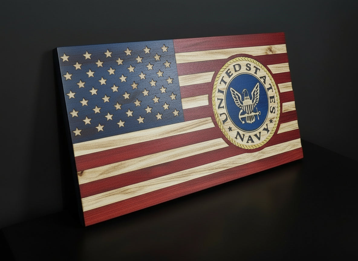 Navy Wooden Flag