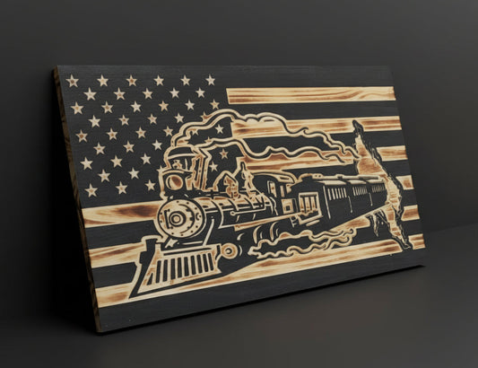 Train Wooden Flag