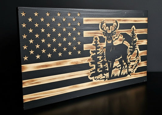 Whitetail Deer Wooden Flag