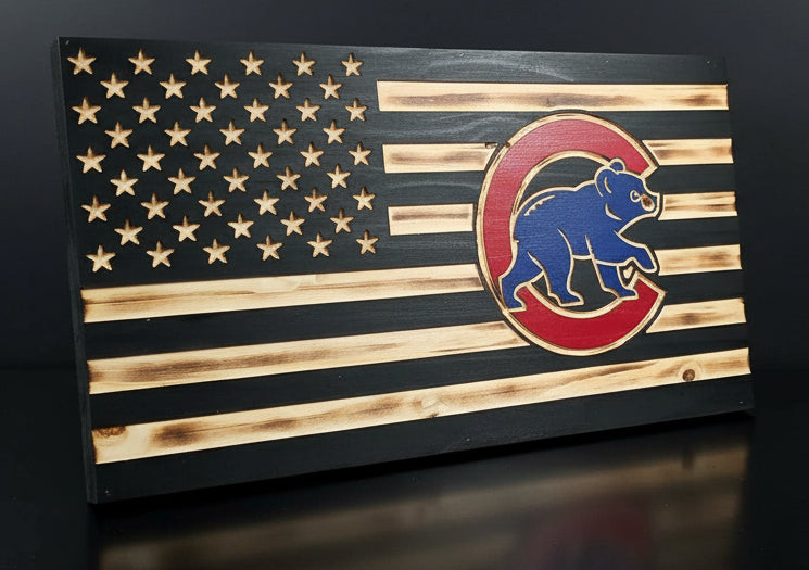 Chicago Cubs Wooden Flag